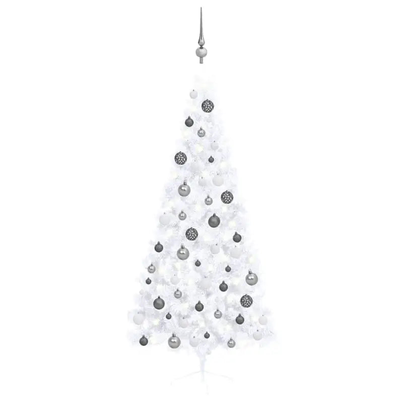 Kunstkerstboom Half met Levensechte Vormen en Uitstraling - Wit en grijs / 180 x 115 cm / 1 - Kerstbomen