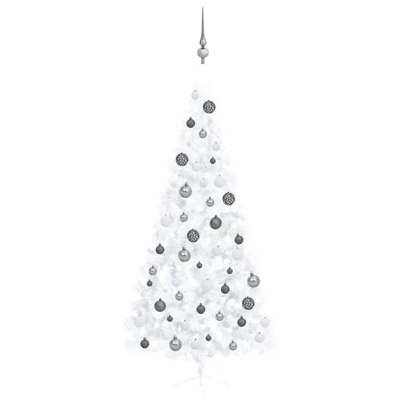 Kunstkerstboom Half met Levensechte Vormen en Uitstraling - Wit en grijs / 210 x 120 cm / 1 - Kerstbomen