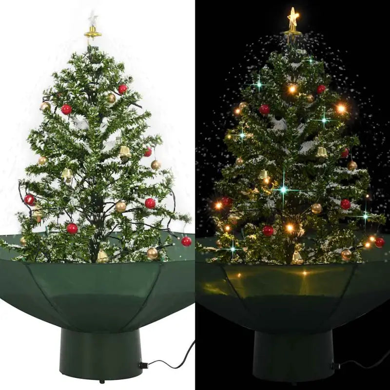 Kunstkerstboom met vallend sneeuw en levendige takken - Groen / 75 x 60 cm / 1 - Kerstbomen