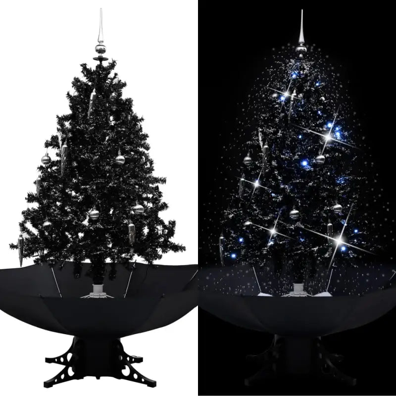 Kunstkerstboom met vallend sneeuw en levendige takken - Zwart / 140 x 95 cm / 1 - Kerstbomen