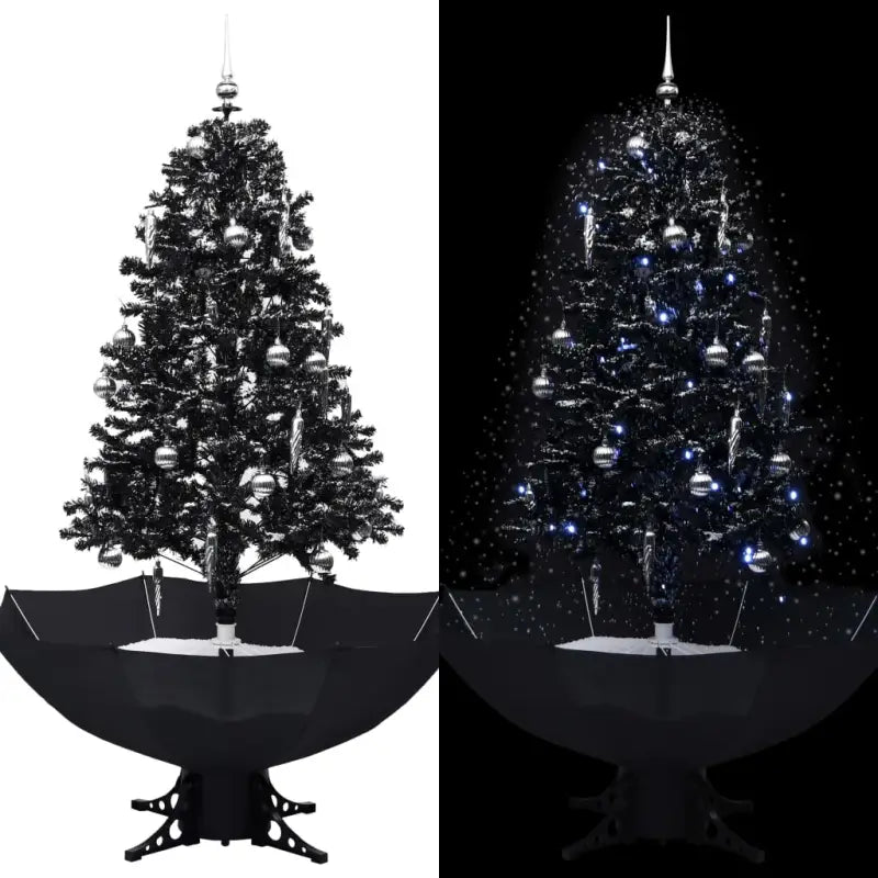 Kunstkerstboom met vallend sneeuw en levendige takken - Zwart / 170 x 105 cm / 1 - Kerstbomen