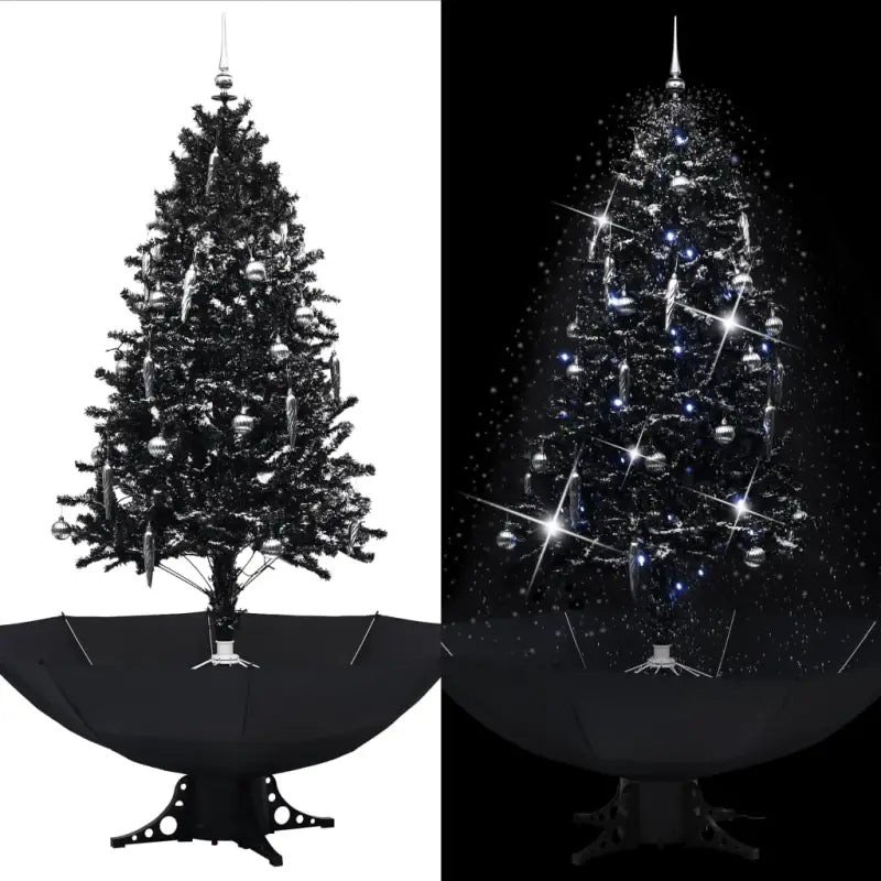 Kunstkerstboom met vallend sneeuw en levendige takken - Zwart / 190 x 115 cm / 1 - Kerstbomen