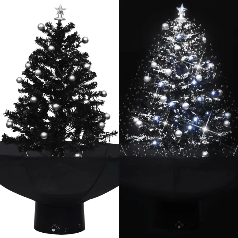 Kunstkerstboom met vallend sneeuw en levendige takken - Zwart / 75 x 60 cm / 1 - Kerstbomen