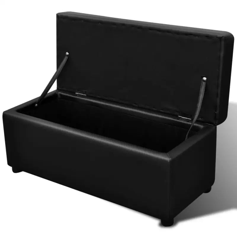 Kunstlederen banken set met houten frame en grote bank voor in huis - Zwart - Opberg- & halbankjes