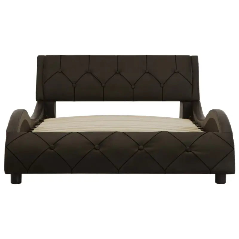 Kunstleren bedframe met golfontwerp voor een moderne slaapkamer - Grijs / 90 x 200 cm - Bedden & bedframes