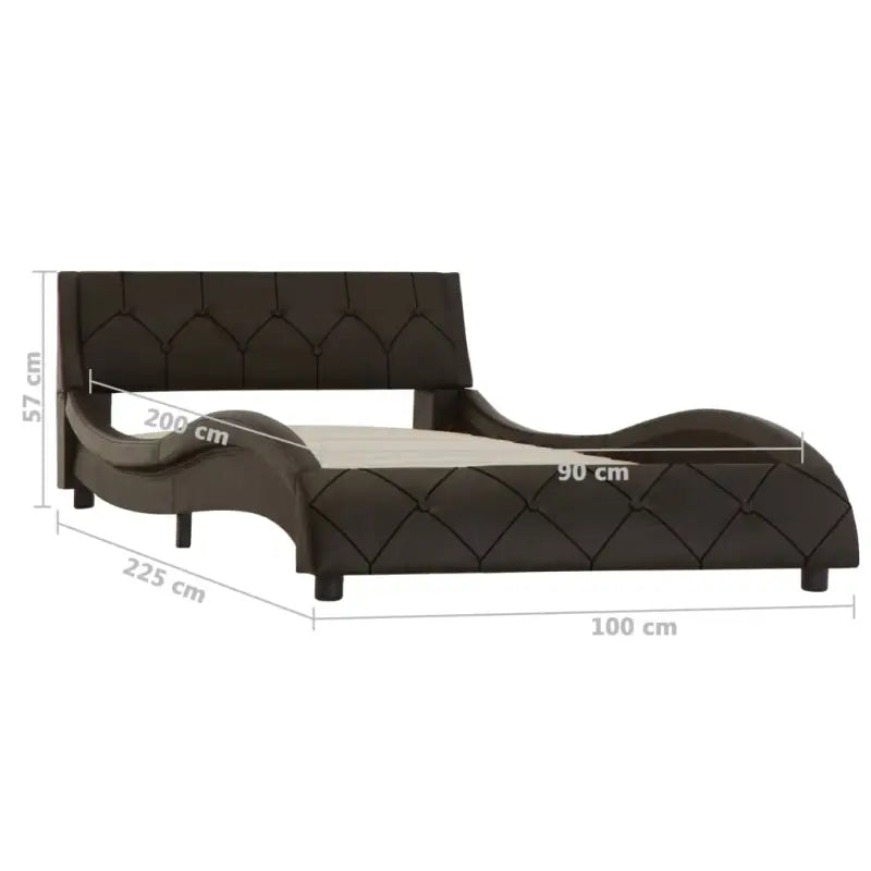 Kunstleren bedframe met golfontwerp voor een moderne slaapkamer - Grijs / 90 x 200 cm - Bedden & bedframes