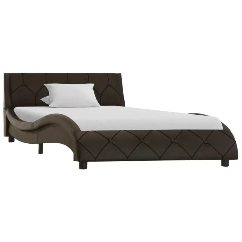 Kunstleren bedframe met golfontwerp voor een moderne slaapkamer - Grijs / 90 x 200 cm - Bedden & bedframes