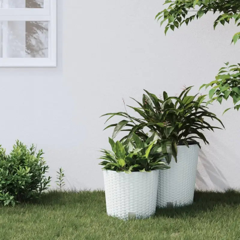Kunststof binnenbak in rattan plantenbak voor tuin en balkon stijling - Wit / 15.3 l / 1 - Bloempotten & plantenbakken