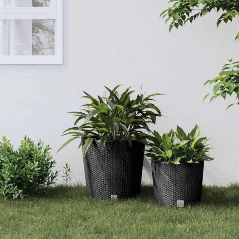 Kunststof binnenbak in rattan plantenbak voor tuin en balkon stijling - Antraciet / 37.5 l / 1 - Bloempotten &