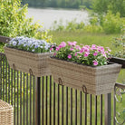 Kunststof pot met poly rattan uitstraling voor bloemen en planten - Grijs / 54 x 22 x 18 cm / 1 - Bloempotten &