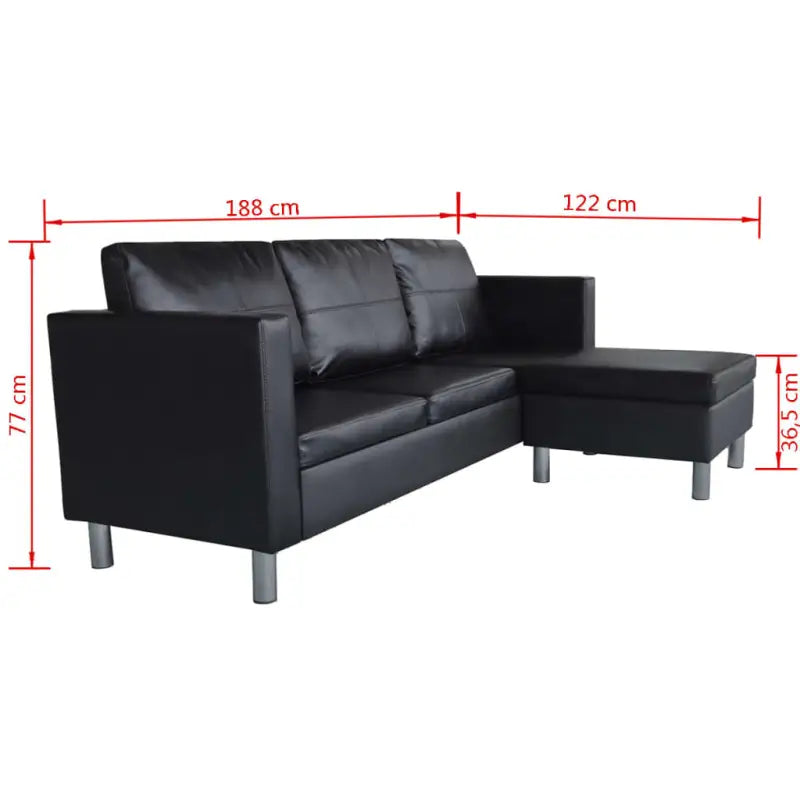 Kwalitatief hoogwaardige kunstleren bank voor comfortabel loungen en ontspannen - Zwart - Banken