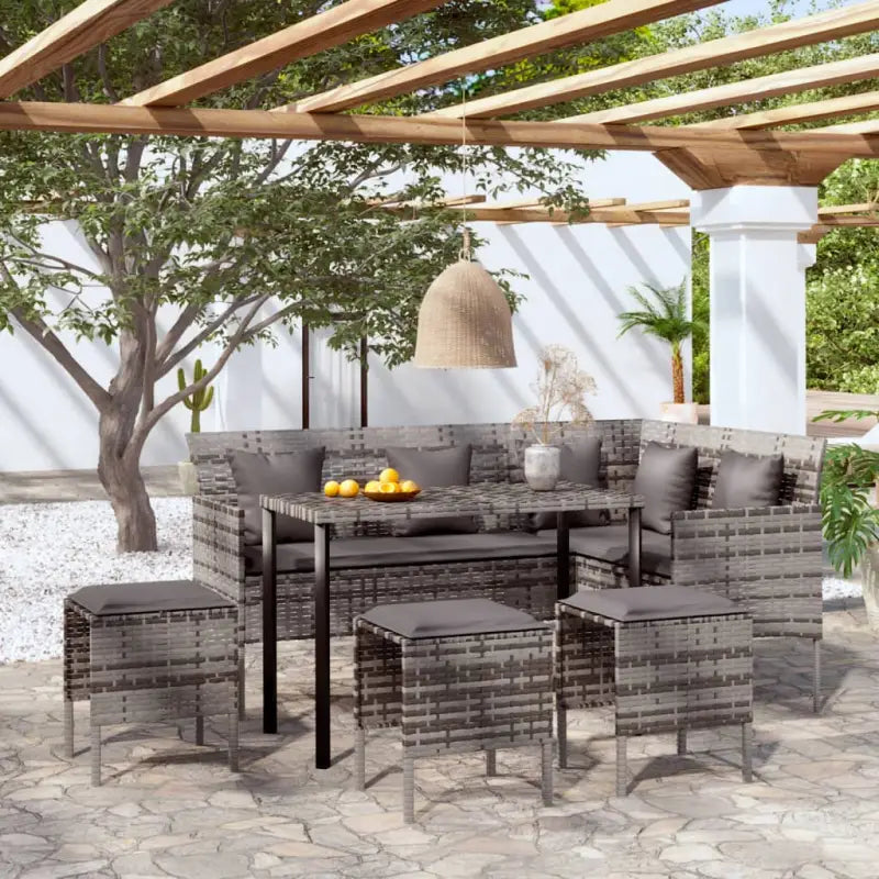 L-vormige bank loungestoel voor een comfortabele tuinset - Grijs - Tuinsets