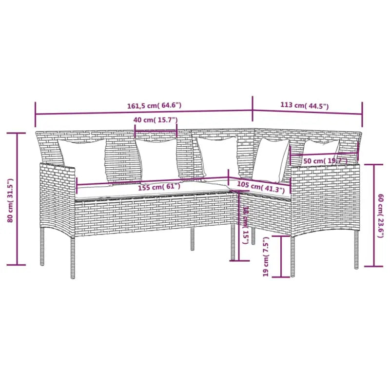 L-vormige bank loungestoel voor een comfortabele tuinset - Tuinsets