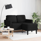 L-vormige bank met chaise van kunstleer en massief hout - Zwart - Banken