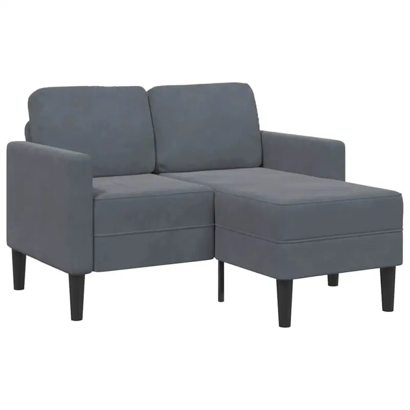 L-vormige bank met fluweel en massief hout voor stijl en comfort - Donkergrijs - Banken