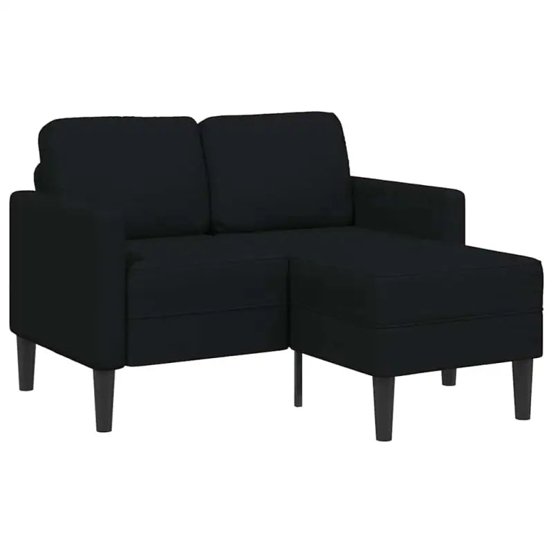 L-vormige bank met massief hout en zacht polyester voor tijdloze comfort - Zwart - Banken