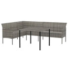 L-vormige bank tuinset met poly rattan en gepoedercoat staal - Tuinsets