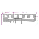 L-vormige bank tuinset met poly rattan en gepoedercoat staal - Tuinsets