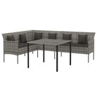 L-vormige bank tuinset met poly rattan en gepoedercoat staal - Tuinsets