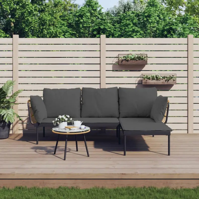 L-vormige bank tuinset van poly rattan voor een stijlvolle tuinbank - Donkergrijs - Tuinsets