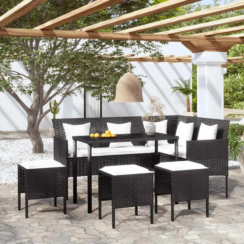 L-vormige bank Tuinset voor comfortabele outdoor ontspanning - Zwart - Tuinsets