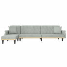 L-vormige slaapbank met chaise longue en hoogte voet handig voor kleine ruimtes - Lichtgrijs - Banken