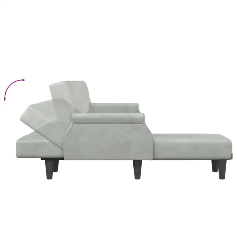 L-vormige slaapbank met chaise longue en hoogte voet handig voor kleine ruimtes - Lichtgrijs - Banken