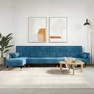 L-vormige slaapbank met chaise longue en hoogte voet voor kleine ruimtes - Blauw - Banken