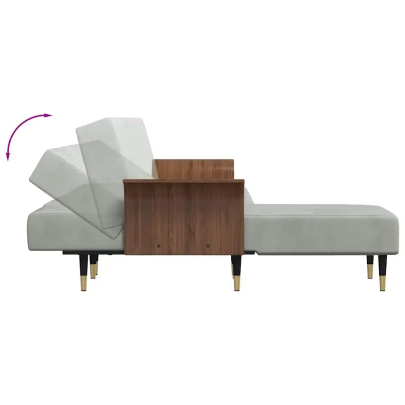 L-vormige slaapbank met chaise longue en hoogte voet voor kleine ruimtes - Lichtgrijs - Banken