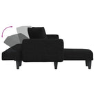 L-vormige slaapbank met chaise longue en hoogte voet voor kleine ruimtes - Zwart - Banken