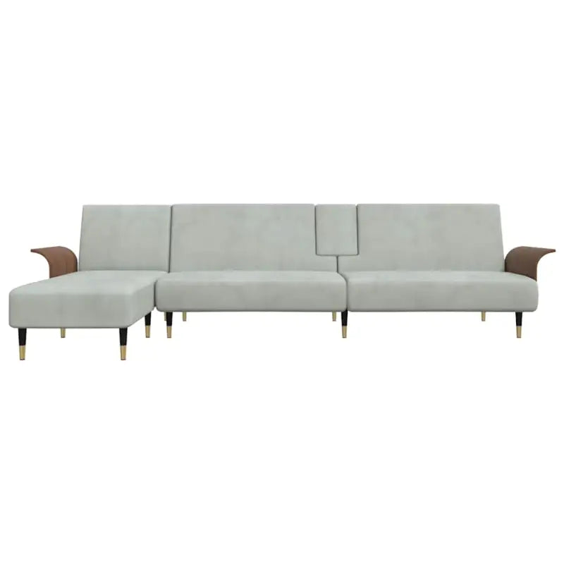 L-vormige slaapbank met chaise longue en hoogte voet voor kleine ruimtes - Lichtgrijs - Banken