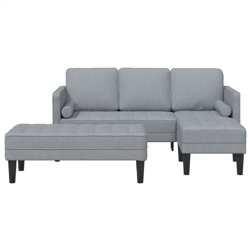 L-vormige sofa set met modulaire ontwerp en lichte grijze stof - Banken