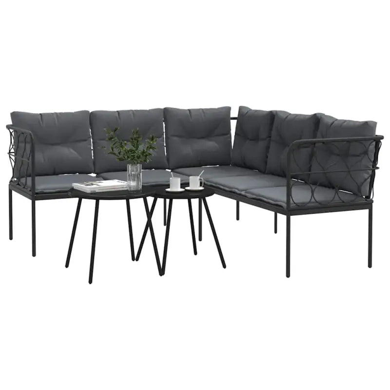 L-vormige tuinbank met comfortabele zitervaring en wasbare hoes - Antraciet - Tuinsets