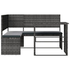 L-vormige tuinbank met inklapbare tafel en poly rattan voor buitengebruik - Tuinsets