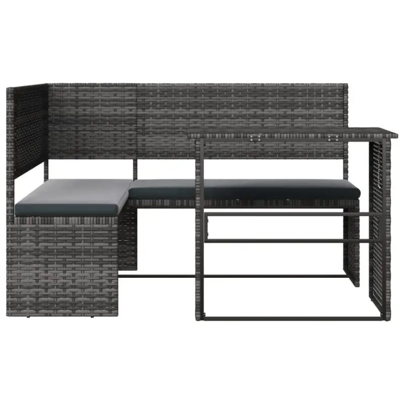 L-vormige tuinbank met inklapbare tafel en poly rattan voor buitengebruik - Tuinsets