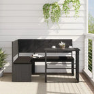 L-vormige tuinbank met inklapbare tafel en poly rattan voor buitengebruik - Zwart / 1 - Tuinsets