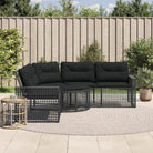 L-vormige tuinbank met poly rattan en wasbare hoes voor buitenplezier - Zwart / 1 - Loungebanken