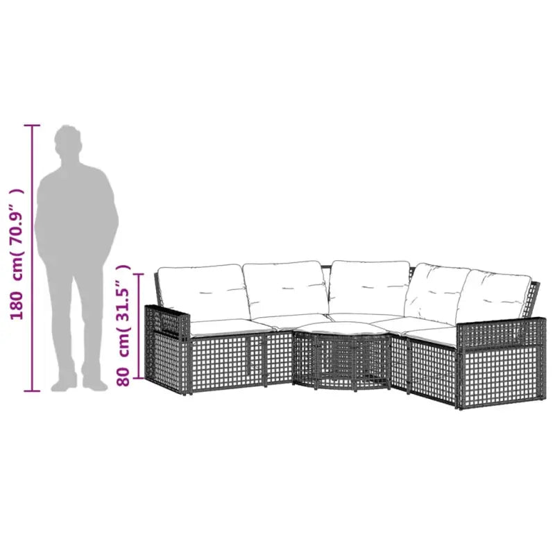 L-vormige tuinbank met poly rattan en wasbare hoes voor buitenplezier - Loungebanken