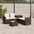 L-vormige tuinbank met poly rattan en waterdichte zak for easy cleaning - Bruin en crème / Glas - Tuinsets