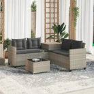 L-vormige tuinbank met poly rattan en waterdichte zak for easy cleaning - Lichtgrijs / Glas - Tuinsets
