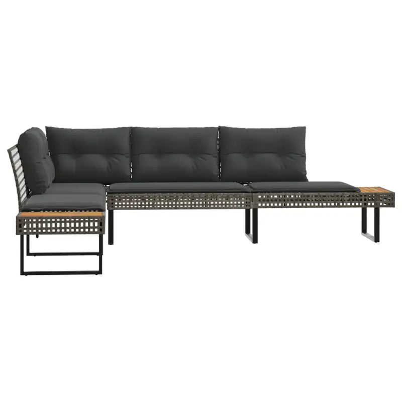 L-vormige tuinbank van poly rattan en gepoedercoat staal voor comfortabele zitervaring - Loungebanken