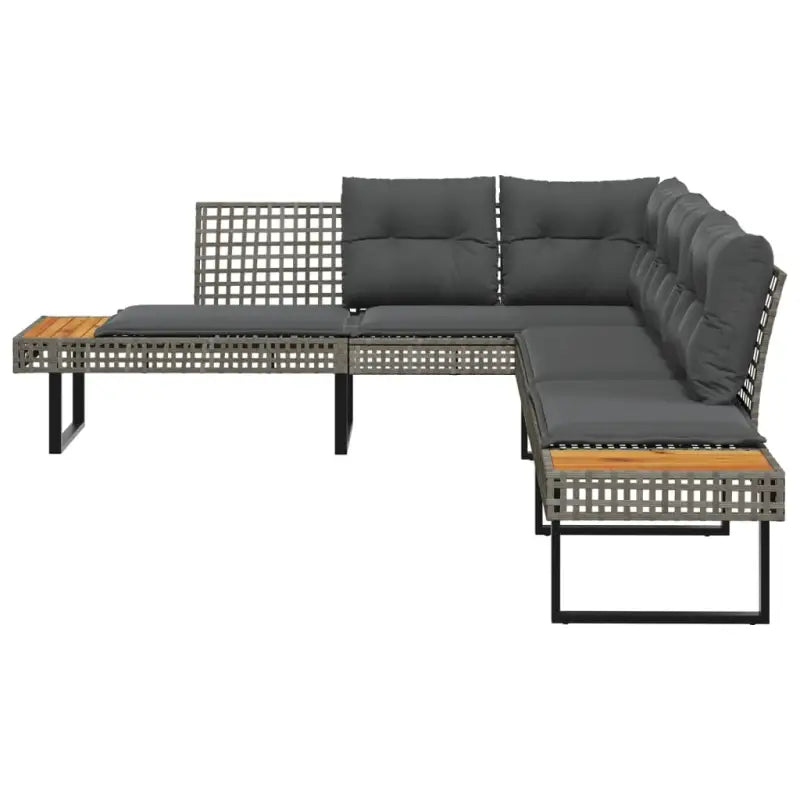 L-vormige tuinbank van poly rattan en gepoedercoat staal voor comfortabele zitervaring - Loungebanken