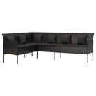 L-vormige tuinbank van poly rattan met zwart materiaal en comfortabele vulling - Loungebanken