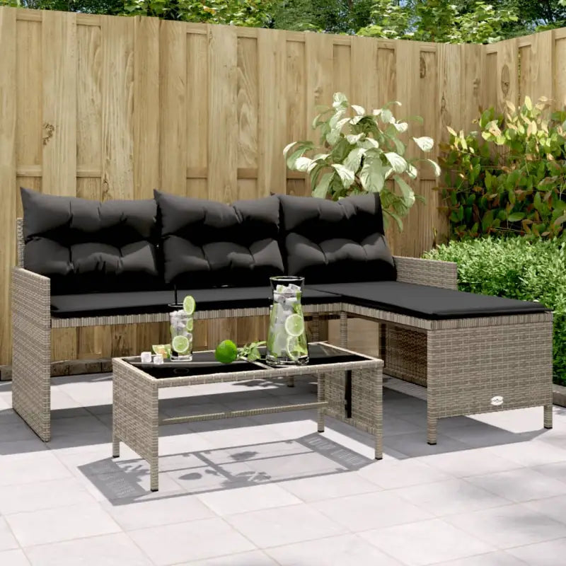 L-vormige tuinbank van poly rattan voor comfortabele zitervaring - Grijs / 1 / Glas - Loungebanken