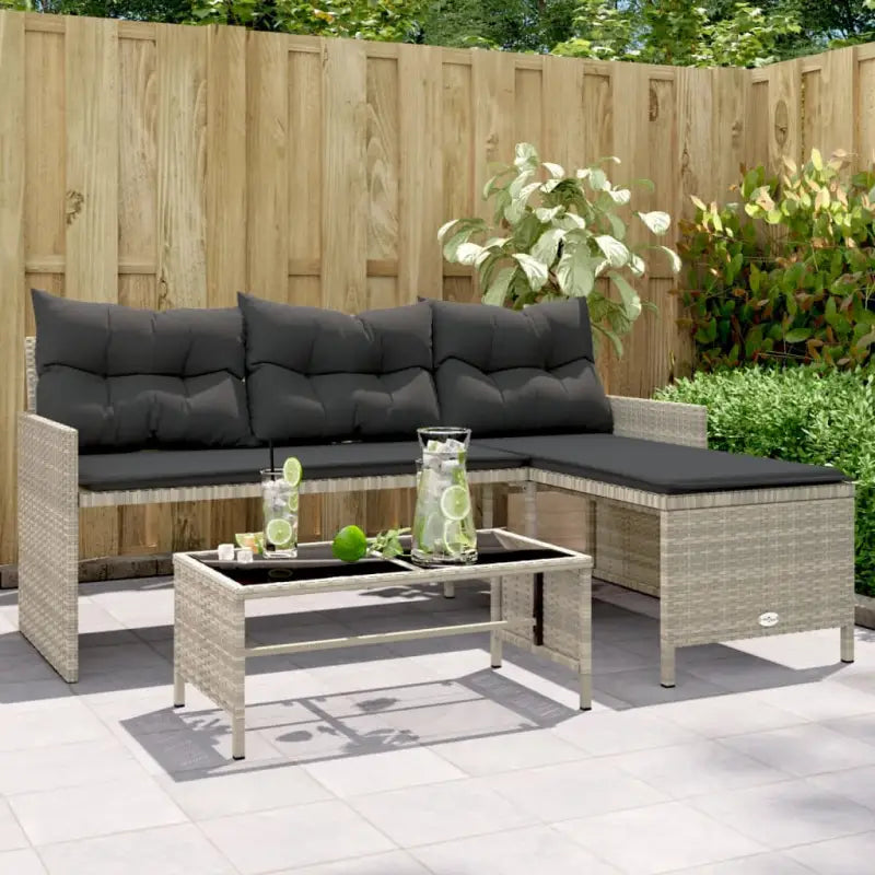 L-vormige tuinbank van poly rattan voor comfortabele zitervaring - Lichtgrijs / 1 / Glas - Loungebanken