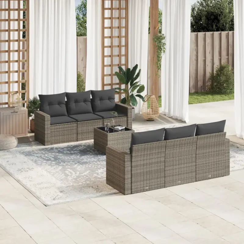 Laagdrempelige tuinset met zwart materiaal en gepoedercoat staal - Grijs - Tuinsets