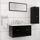 Lage kast badkamermeubelset met strak ontwerp en extra opbergruimte - Zwart / 90 x 38.5 x 46 cm - Badkamermeubelsets