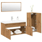 Lage kast badkamermeubelset met strak ontwerp past perfect - artisanaal eikenkleurig / 90 x 38.5 x 46 cm