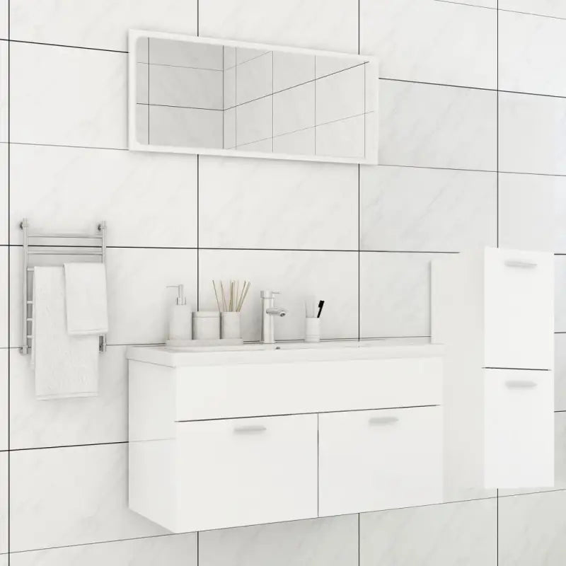 Lage kast badkamermeubelset met strak ontwerp past perfect - Hoogglans wit / 90 x 38.5 x 46 cm - Badkamermeubelsets