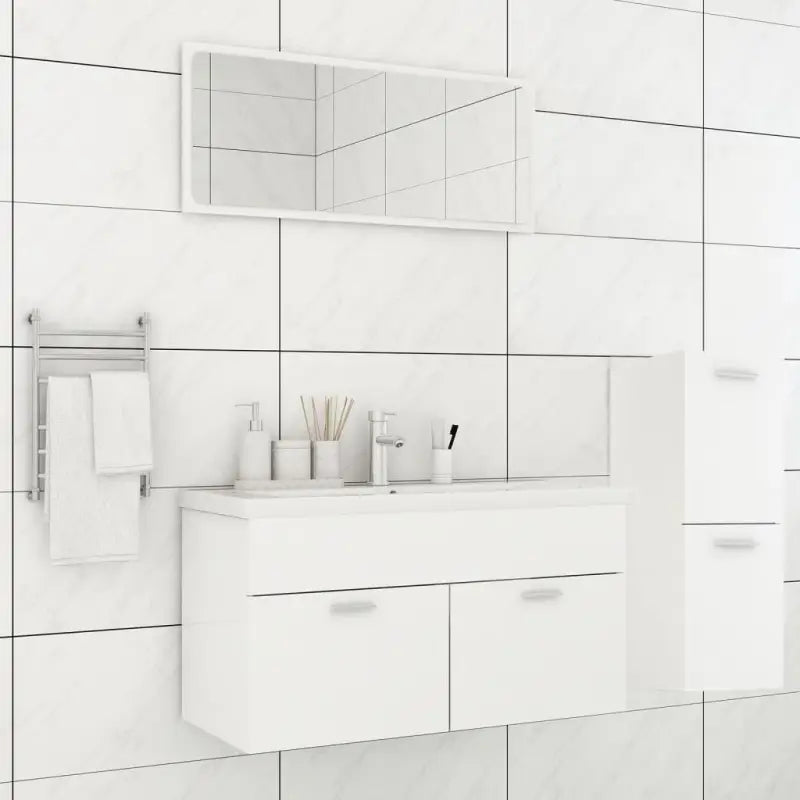 Lage kast badkamermeubelset met strak ontwerp past perfect - Wit / 90 x 38.5 x 46 cm - Badkamermeubelsets